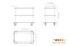 Mogogo - Roll'n 42.5" x 24" x 36" Bamboo / Brushed Brass Top Border Cart W/ Bumper & Leather Handle - MGCRNX08BBXX
