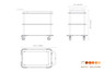 Mogogo - Roll'n 42.5" x 24" x 36" Grey Slate / Brushed Stainless Steel Top Border Cart W/ Bumper & Leather Handle - MGCRNX08GSXX