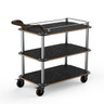 Mogogo - Roll'n 41.5" x 21" x 36" Black Marble / Brushed Stainless Steel Top Border Cart W/ Bumper & Leather Handle - MGCRNX02MSXX