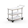 Mogogo - Roll'n 42.5" x 24" x 36.5" White Carrera / Brushed Stainless Steel Service Cart W/ Bumper - MGCRNX12CSXX
