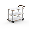 Mogogo - Roll'n 42.5" x 24" x 36.5" White Carrera / Brushed Stainless Steel Service Cart W/ Bumper & Leather Handle - MGCRNX11CSXX