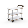 Mogogo - Roll'n 41.5" x 21" x 36" White Carrera / Brushed Stainless Steel Service Cart W/ Leather Handle - MGCRNX01CSXX