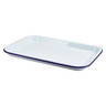 Genware - 13.25" x 9.25" x 0.8" Enamel White Serving Tray W/ Blue Rim (6 Per Case) - GW942933WH