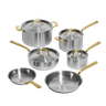 Made In - 10 Pc Antique Brass Stainless Clad 5-Ply Cookware Set