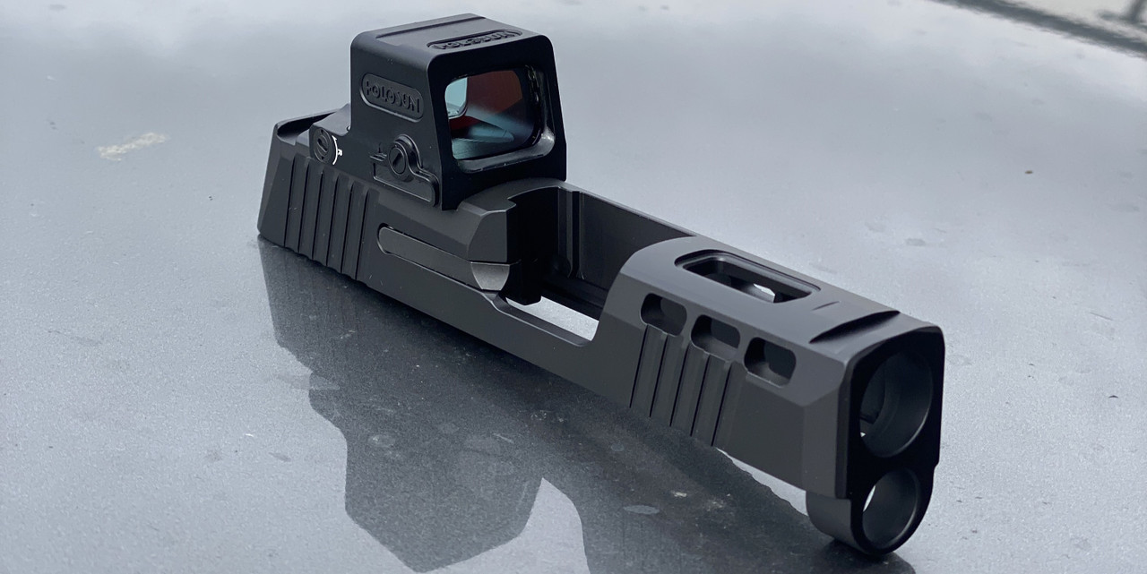 Sig Sauer P365 handgun slide with Holosun EPS Carry Optic Cut 