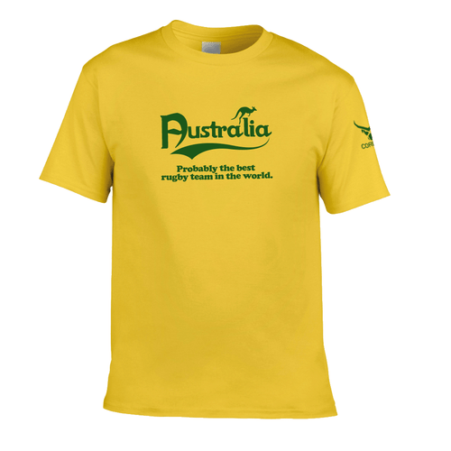 CORBERO australia 'best rugby team in the world' ringspun t-shirt [yellow]