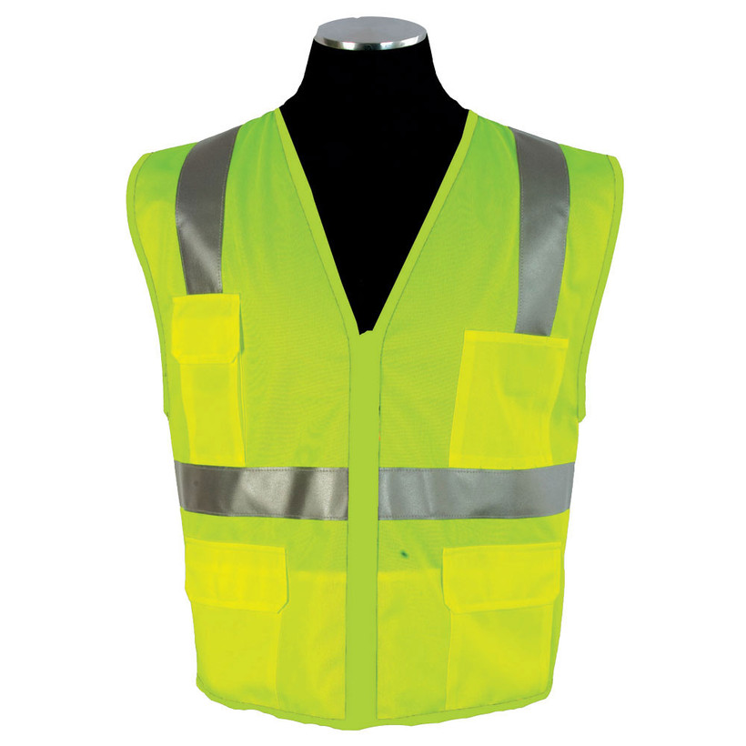 1291 Lime Economy Vest Solid Front Zipper