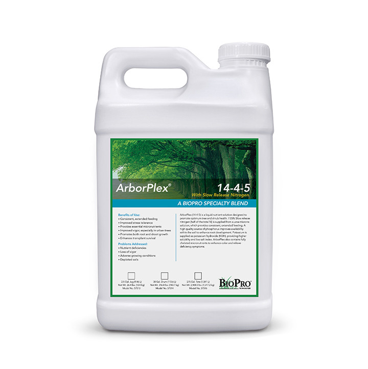 Active slide of Arborjet ArborPlex®  14-4-5 with Minors - 2.5 Gallons