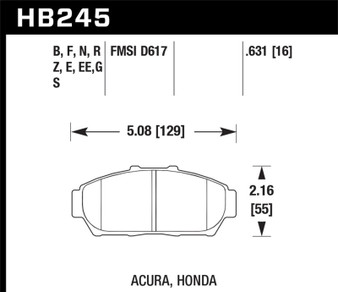 Hawk 94-01 Acura Integra (excl Type R)  HPS Street Front Brake Pads - HB245F.631