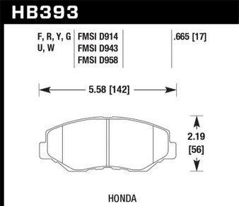 Hawk Acura/Honda HPS Street Front Brake Pads - HB393F.665