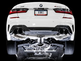 AWE Tuning 2019+ BMW M340i (G20) Track Edition Exhaust - Quad Diamond Black Tips - 3020-43085