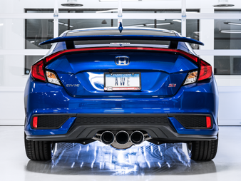 AWE Tuning 2016+ Honda Civic Si Touring Edition Exhaust w/Front Pipe & Triple Chrome Silver Tips - 3015-52012
