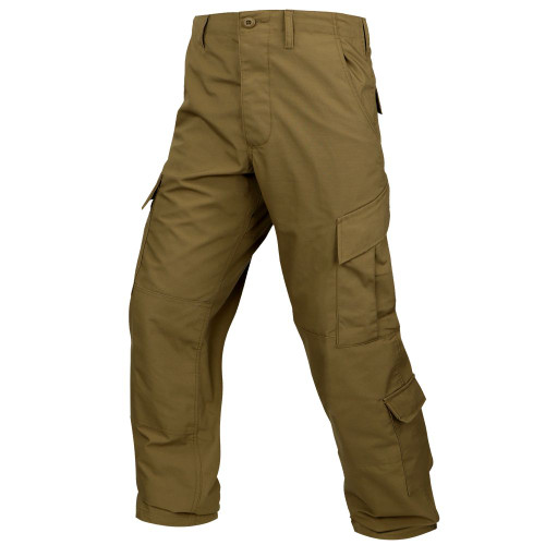 CADET CLASS C UNIFORM / BDU PANTS (COYOTE)
COMBAT PANT
Two cargo pockets with button closure
Two one-button closure lower leg pockets
Reinforced knees
Seven sturdy belt loops
Traditional button fly
Imported
Material:
65% Polyester
35% cotton ripstop