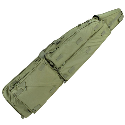 52'' SNIPER DRAG BAG
Four interior weapon-securing straps with quick-release buckles
Main compartment with lockable zipper
Three exterior storage pouches
One interior pouch
Removable padded internal divider
Hide away/detachable padded shoulder straps
Sternum strap
Imported
Overall Dimension: 11"H x 52"W x 5"D