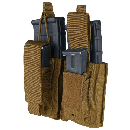 GEN2 DOUBLE KANGAROO MAG POUCH
AR/M4 mag and Gen3 PMAG compatible
Open top mag pouches with adjustable bungee cord retention
Pistol mag pouches with adjustable flap and elastic retention keeper
MOLLE compatible
Four 4" MOD straps included
Mag Capacity:
Two AR/M4 mags
Two pistol mags
Imported
Overall dimension: 4.75"H x 7"W x 0.75"D
Mag Capacity:
Two AR/M4 mags
Two pistol mags