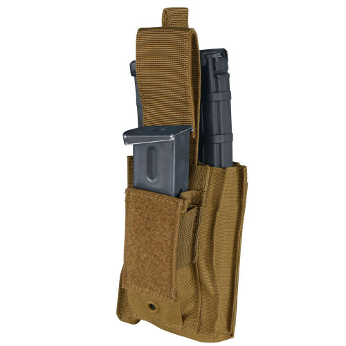 GEN2 SINGLE KANGAROO MAG POUCH
AR/M4 mag and Gen3 PMAG compatible
Open top mag pouches with adjustable bungee cord retention
Pistol mag pouch with adjustable flap and elastic retention keeper
MOLLE compatible
Two 4" MOD straps included
Mag Capacity:
One AR/M4 mag
One pistol mag
Imported
Overall dimension: 4.75"H x 3"W x 0.875"D
Mag Capacity:
One AR/M4 mag
One pistol mag