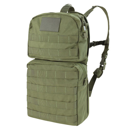 HYDRATION CARRIER 2
Stay hydrated when you're enjoying outdoor activities or participating in any challenging mission with the Hydration Carrier 2 from Condor Outdoor. This updated version of the original hydration pack includes a number of notable features. The tactical bag comes with a 3-liter bladder (221219) to accommodate a plentiful water supply. Two zipper compartments provide plenty of additional storage space, making it a great general use backpack in addition to being a rugged hydration pack. The Condor Hydration Carrier 2 also comes with removable shoulder and sternum straps, allowing it to be worn directly on your back. Alternatively, the built-in MOLLE straps and webbing provide the option of adding the pack onto a plate carrier or vest so that the straps are not required for use. Additional MOLLE webbing is featured on the front of the Condor Hydration Carrier for securing any modular attachments required for your mission or outing.




Two zipper compartments
Removable shoulder straps
Sternum strap
Compatible with the Condor 3L Torrent Hydration Bladder (221219)
Bladder Included
Imported
Overall dimension: 15"H x 9"W x 3"D
Hydration compatible up to 3L // 15"H bladder