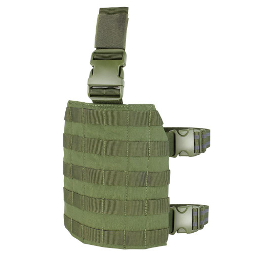 DROP LEG PLATFORM
Five rows of MOLLE webbing
Quick release belt attachment allows rapid detachment
Adjustable leg straps with anti-slip rubber lining and quick release buckle
Overall dimensions: 10"H x 9"W
Imported