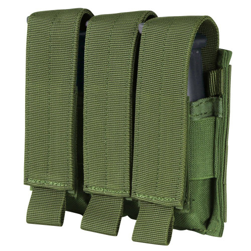 TRIPLE PISTOL MAG POUCH
Universal fitment designed compatible w/ most pistol magazines
Adjustable and removable Hook & Loop flap
Elastic retention keeper
Converts to open-top configuration
MOLLE compatible
Mag Capacity:
Fits 3x pistol mags
Imported
Overall Dimension: 4"H x 7.5"W x 1"D
Mag Capacity: Three Pistol Mags