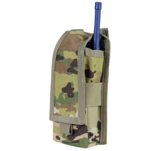 RADIO POUCH
Holds radio, with space for antenna, ear bud, and/or microphone
Elastic band and hook and loop flap
MOLLE compatible
Imported
Overall dimensions: 8"H x 4.5"W x 2"D