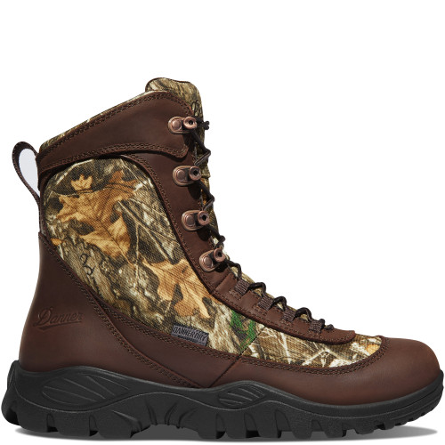 ELEMENT 8" REALTREE 400G
Full-Grain Leather & 900 Denier Nylon Upper
Using highly abrasion-resistant 900 Denier nylon with our full-grain leather allows us to build an extremely durable upper.
Danner Dry
100% waterproof barrier allows moisture to escape without letting water in, keeping your feet dry and comfortable all day long.
Realtree® EDGE
Realtree EDGE camo allows you to blend into your hunting environment at close range, with natural elements arranged in a way to disrupt the human form at a distance.
400G Thinsulate Ultra Insulation
High-performance insulation that keeps you warm in the snow and rain without weighing you down.
EVA Midsole
Known for its lightweight properties, EVA is a special polymer that provides excellent cushioning.
Danner Element Outsole
Aggressive, multi-directional lugs provide superior traction in varying conditions.
How It Fits
Designed for versatility, the DPDX has a low profile for everyday wear. Whether on the trail or urban exploring, this last was built to offer enough room for comfort while maintaining a sleek profile. Ortholite footbed included. Please note that if you are in-between sizes, we recommend sizing down a half size for best fit.