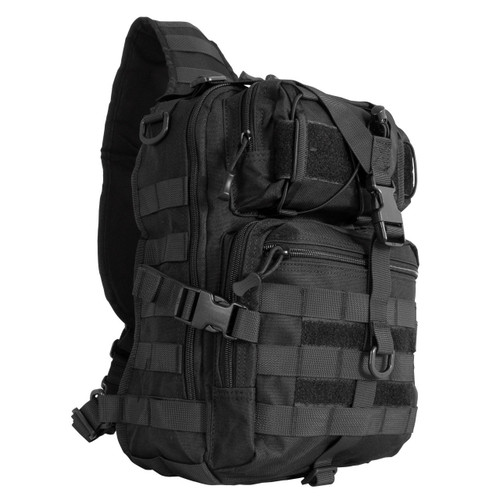 RENEGADE SLING PACK (BLACK)
13.6 liters of total storage
Ambidextrous adjustable padded contoured shoulder strap;
On-the-go style carry handle
Quick-release buckle on main strap for rapid deployment
Y-style compression strap runs from top to bottom of the bag to secure the load
Snap-closure concealed-carry sleeve on back panel
Two external pockets for quick-access to items; Elastic loop keepers for additional mags and small items
Master compartment has two large slip pockets that accommodate an iPad or other popular tablets, notebooks, and manuals; Small zippered slip pocket holds glasses, pens and other small items
MOLLE webbing platform on front and shoulder strap for adding pouches and gear
Four D-Ring attachment points; Belt loop for added stability
Two quick-release compression straps for expansion or consolidation
600D polyester construction
Size: 10"W x 14"H x 6"D