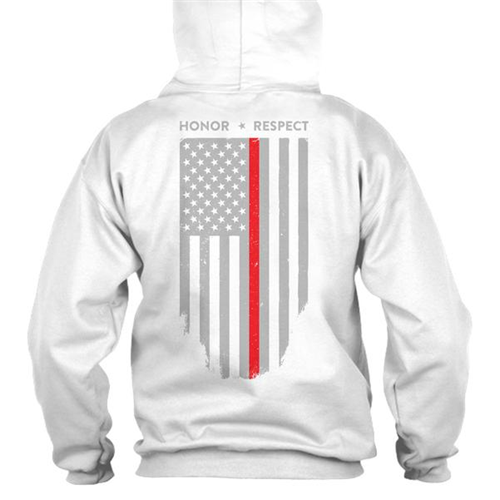 Hoodie - Thin Red Line American Flag Honor & Respect