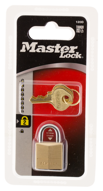Master Lock Padlock, Master 120d Brass Body Padlock