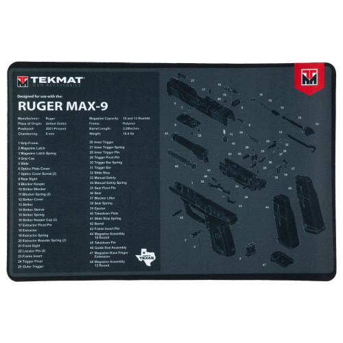 Tekmat Pstl Mat For Ruger Max 9 Blk