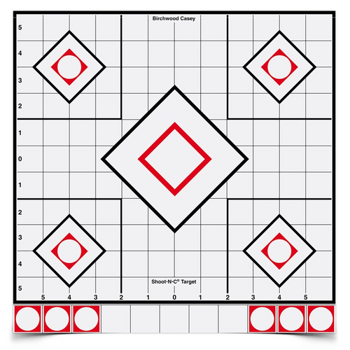 Shoot-n-c 12 Inch White / Black Sight-in, 5 Targets - 55 Pasters