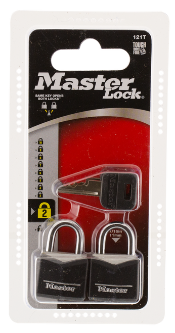 Master Lock Padlock, Master 121t  Dbl Pack Keyed Vinyl