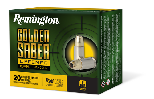 Remington Ammunition Golden Saber Defense, Rem 27613 Gsc9mmbn   9mm    124 Bjhp         20/25