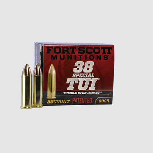 Fort Scott Munitions Tumble Upon Impact (tui), Fsm 38spl-080-scv    38sp +p 80gr Tui        20/25