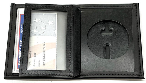 Dress Leather Badge Wallet W/ Cc Slots & Double Sided Id Section-1405-1405-1405