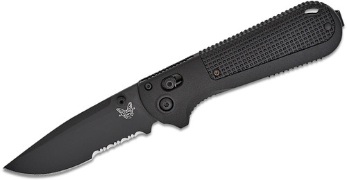 "Redoubt" Drop Point/Serrated Folder - Black