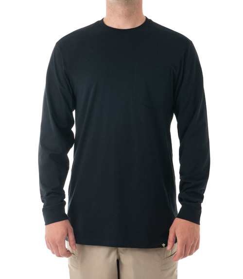 MEN'S TACTIX COTTON LONG SLEEVE T-SHIRT WITH CHEST POCKET - Midnight Navy