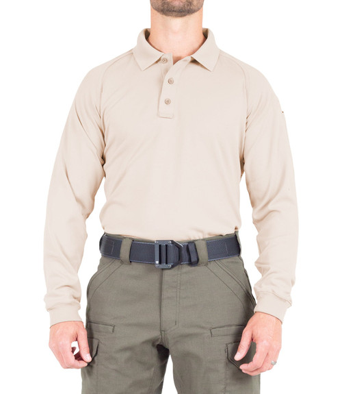 MEN'S PERFORMANCE LONG SLEEVE POLO - Khaki