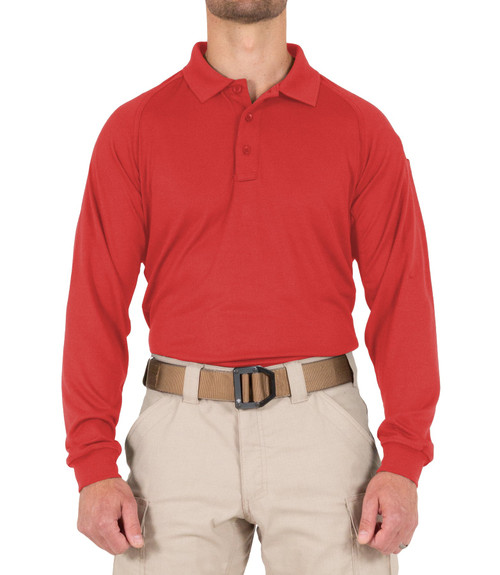 MEN'S PERFORMANCE LONG SLEEVE POLO - Red