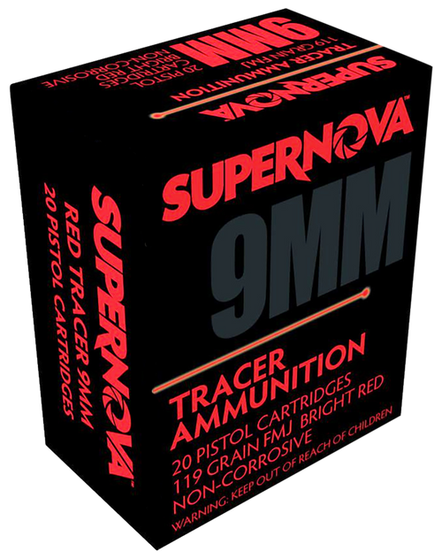 Piney Mountain Ammunition Red Tracer, Supernova Pmsn9mmr  9mm   119fmj Red Tracers 20/10-PMSN9MMR-PMSN9MMR