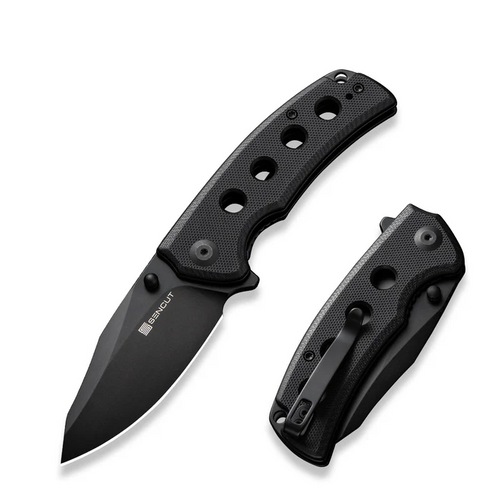 Excalis Flipper/thumb Stud Folding Knife 2.97"" Black 9cr18mov Reverse Tanto Plain Edge Blade, Black G10 Handle-S23068-1