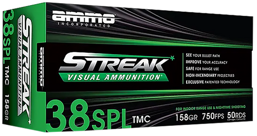Ammo Incorporated Streak Visual (green), Ammoinc 38158tmcstrkgrn50  Strk 38s  158 Tmc 50/20-38158TMCSTRKGRN50