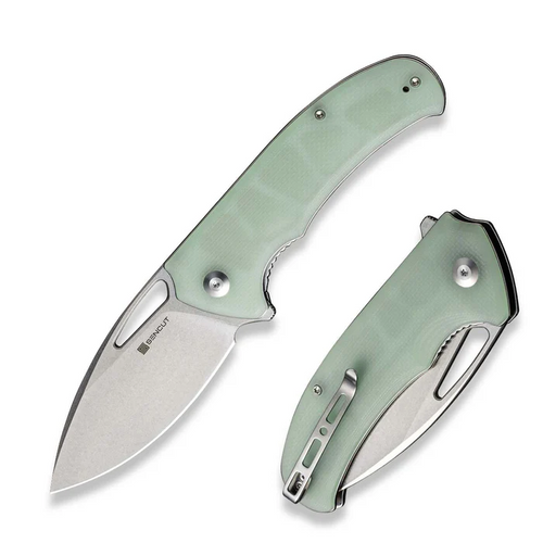 Phantara Flipper/thumb Hole Folding Knife 3.70"" Satin 9cr18mov Drop Point Plain Edge Blade, Natural G10 Handle-S23014-2