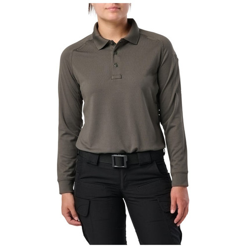 Women's Performance Long Sleeve Polo - TDU Green