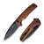 Sachse Flipper/thumb Stud Folding Knife 3.47"" Black 9cr18mov Drop Point Plain Edge Blade, Guibourtia Wood Handle-S21007-6