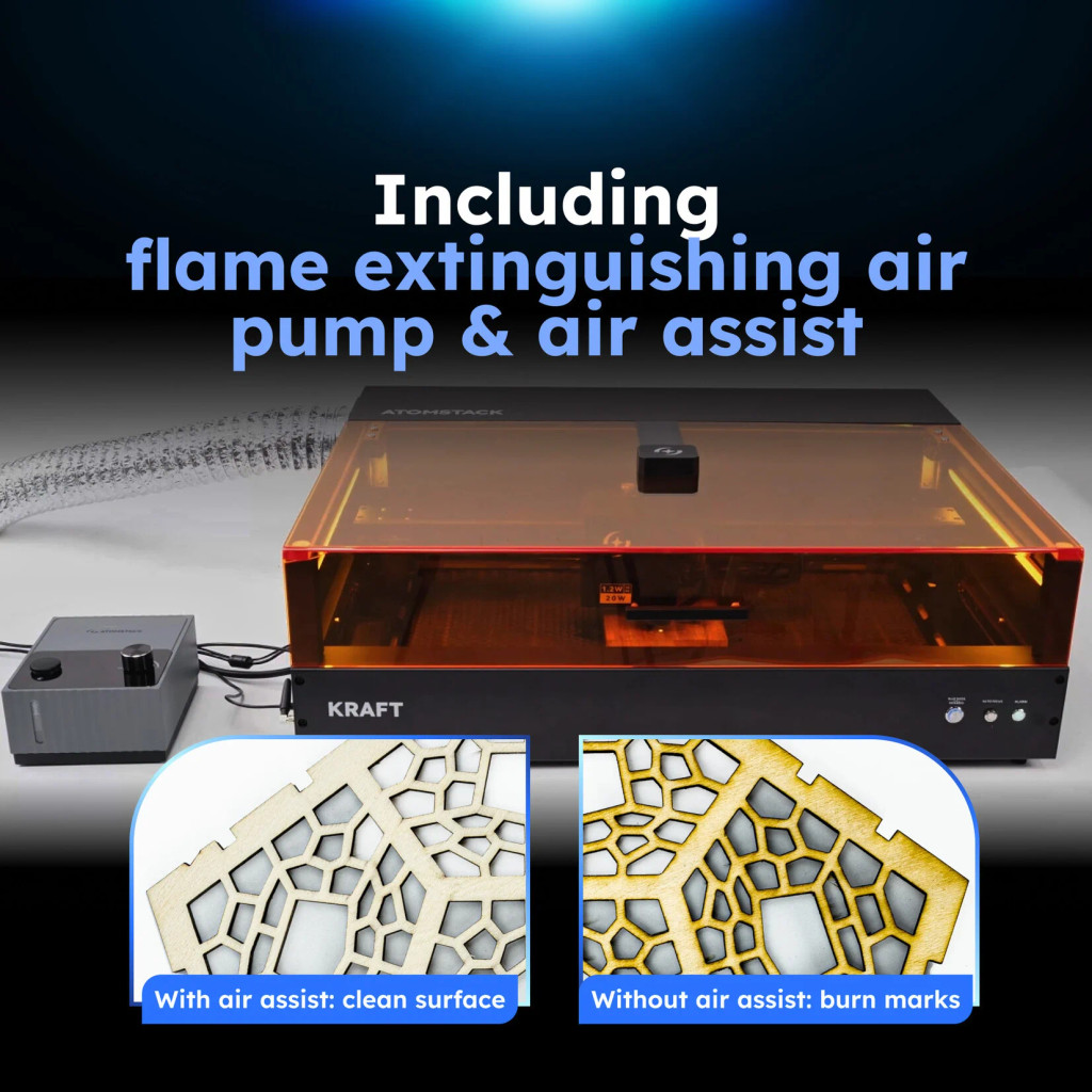 AtomStack Kraft Dual Laser Cutter - 20 W Diode + 1.2 W IR 