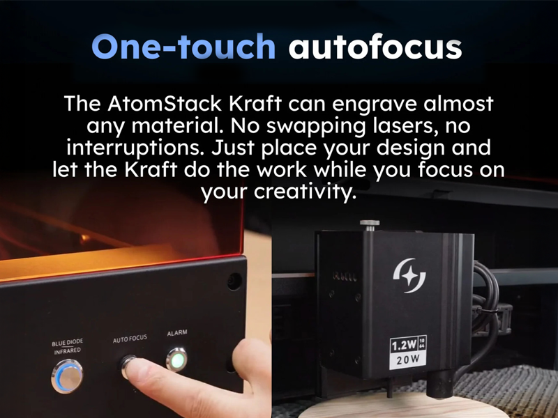 AtomStack Kraft Dual Laser Cutter - 20 W Diode + 1.2 W IR 