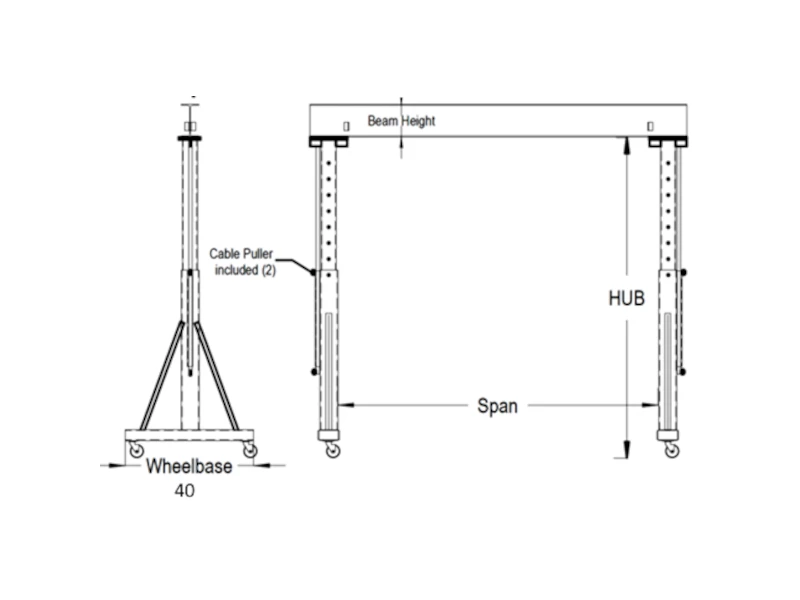  All Lift Adjustable Height Steel Gantry Crane, 1 Ton