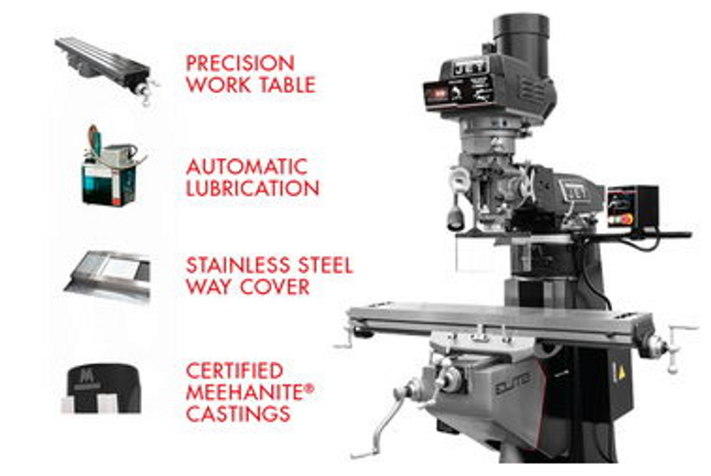 Jet ETM-949EVS, Elite 9" x 49" Vertical Milling Machine, 230V, 3PH