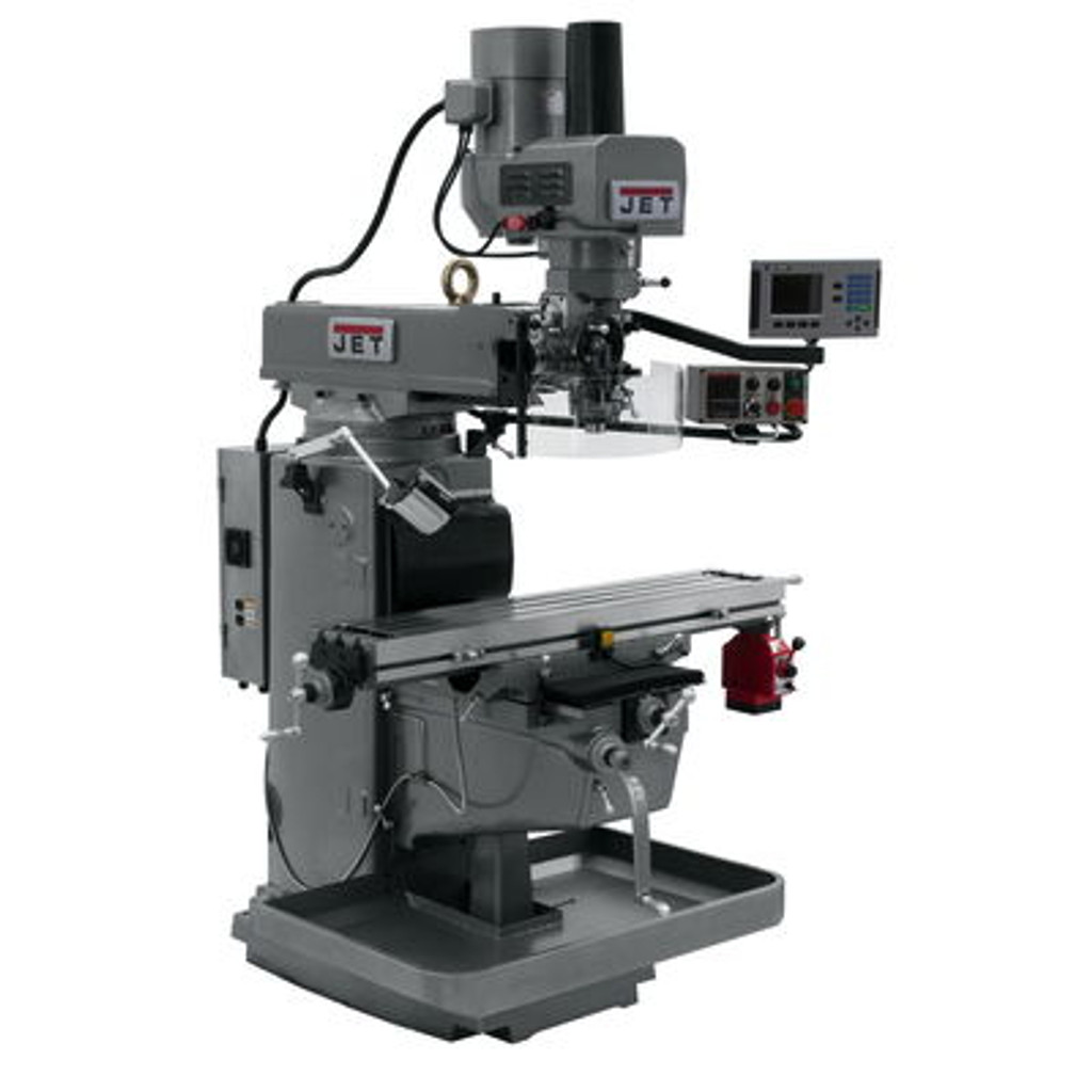 JET JTM-1050EVS2/230 Mill With 3-Axis Acu-Rite 203 DRO (Knee) With X-Axis Powerfeed and Air Powered Dra #690625