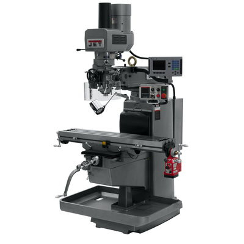 JET JTM-1050EVS2/230 Mill With 3-Axis Acu-Rite 203 DRO (Quill) With X-Axis Powerfeed and Air Powered Dr #690630